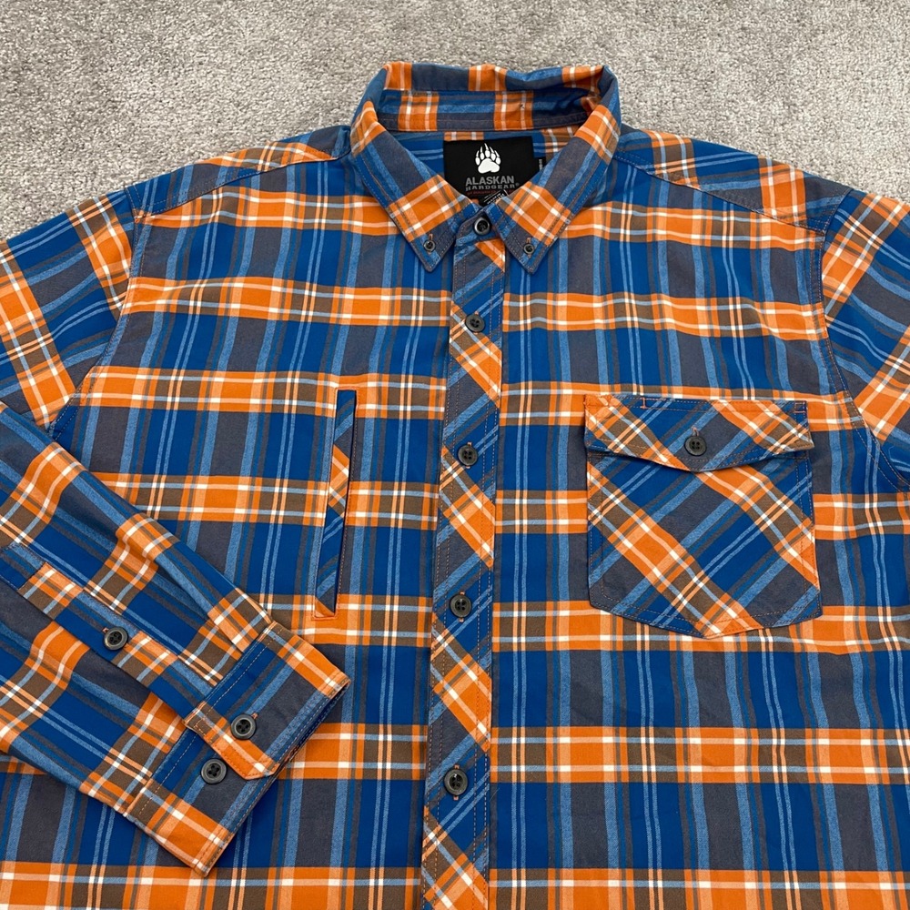 Alaskan Hardgear 3XL Mens Button-down Shirt Standard Fit Blue Orange Plaid Cabin